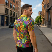Hawaii Fruits Hippie Style Zipper Polo Shirt Vibrant Colorful LT01 - Polynesian Pride