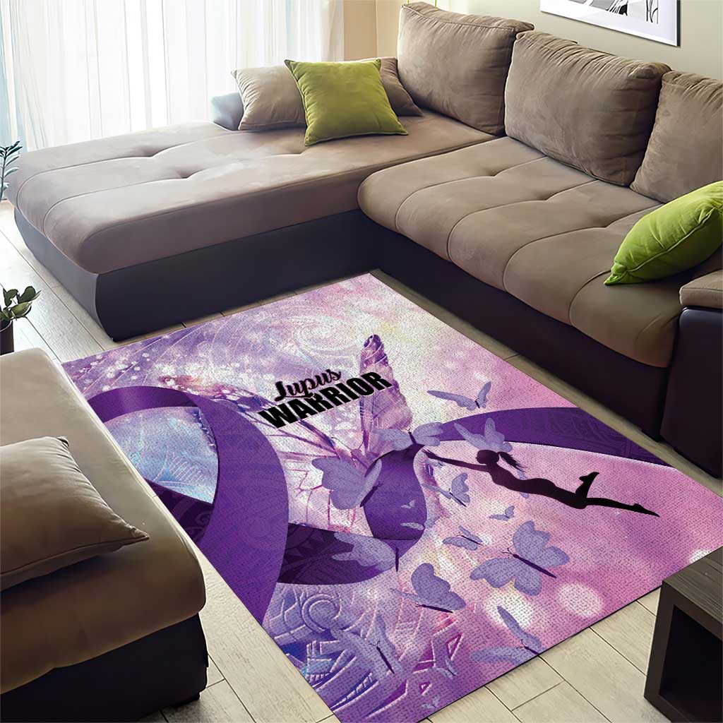 Polynesian Lupus Awareness Area Rug Butterfly Hologram Lupus Warrior LT01 - Polynesian Pride