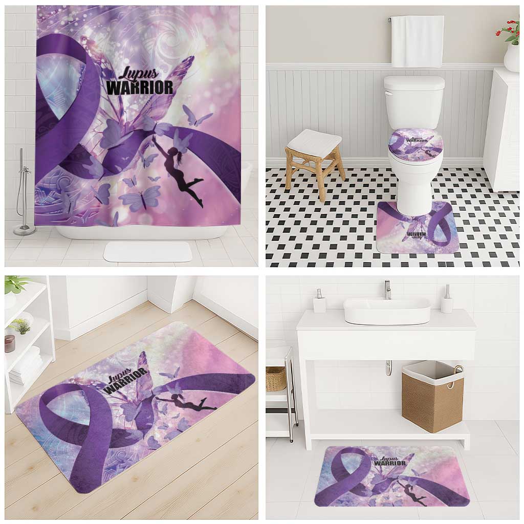 Polynesian Lupus Awareness Bathroom Set Butterfly Hologram Lupus Warrior LT01 - Polynesian Pride