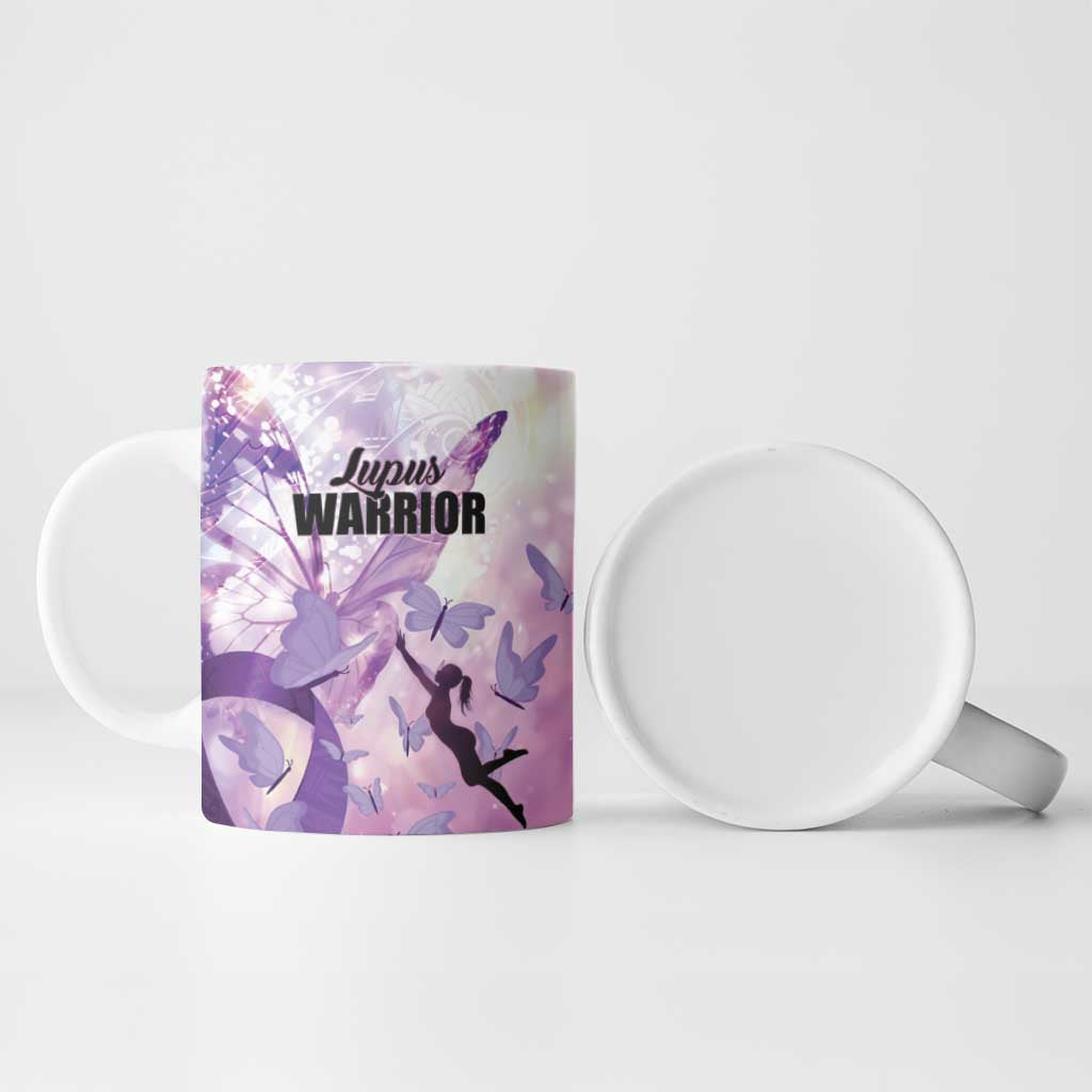 Personalized Polynesian Lupus Awareness Ceramic Mug Butterfly Hologram Lupus Warrior LT01 - Polynesian Pride