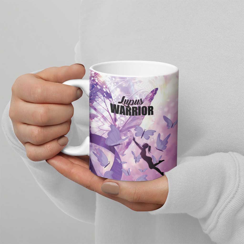Personalized Polynesian Lupus Awareness Ceramic Mug Butterfly Hologram Lupus Warrior LT01 - Polynesian Pride