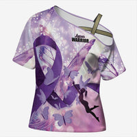 Personalized Polynesian Lupus Awareness Cross Shoulder Shirt Butterfly Hologram Lupus Warrior LT01 Female Purple - Polynesian Pride