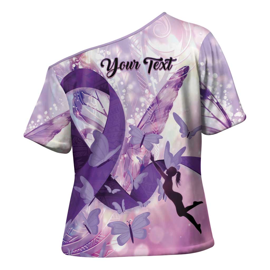 Personalized Polynesian Lupus Awareness Cross Shoulder Shirt Butterfly Hologram Lupus Warrior LT01 - Polynesian Pride