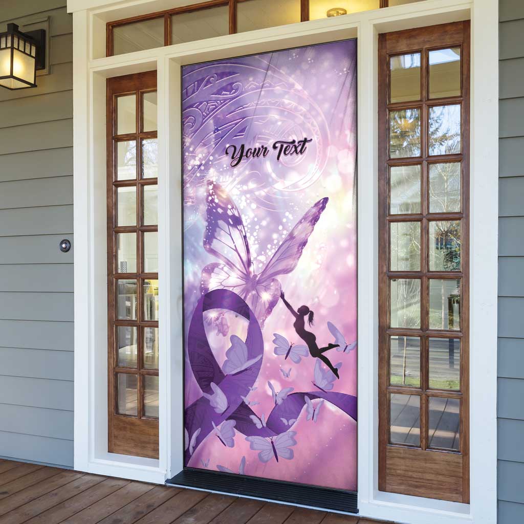 Personalized Polynesian Lupus Awareness Door Cover Butterfly Hologram Lupus Warrior LT01 - Polynesian Pride