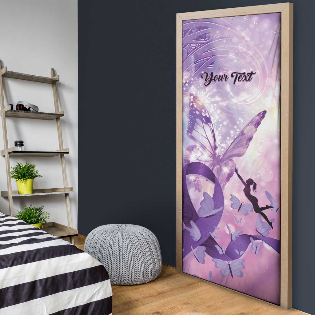 Personalized Polynesian Lupus Awareness Door Cover Butterfly Hologram Lupus Warrior LT01 - Polynesian Pride