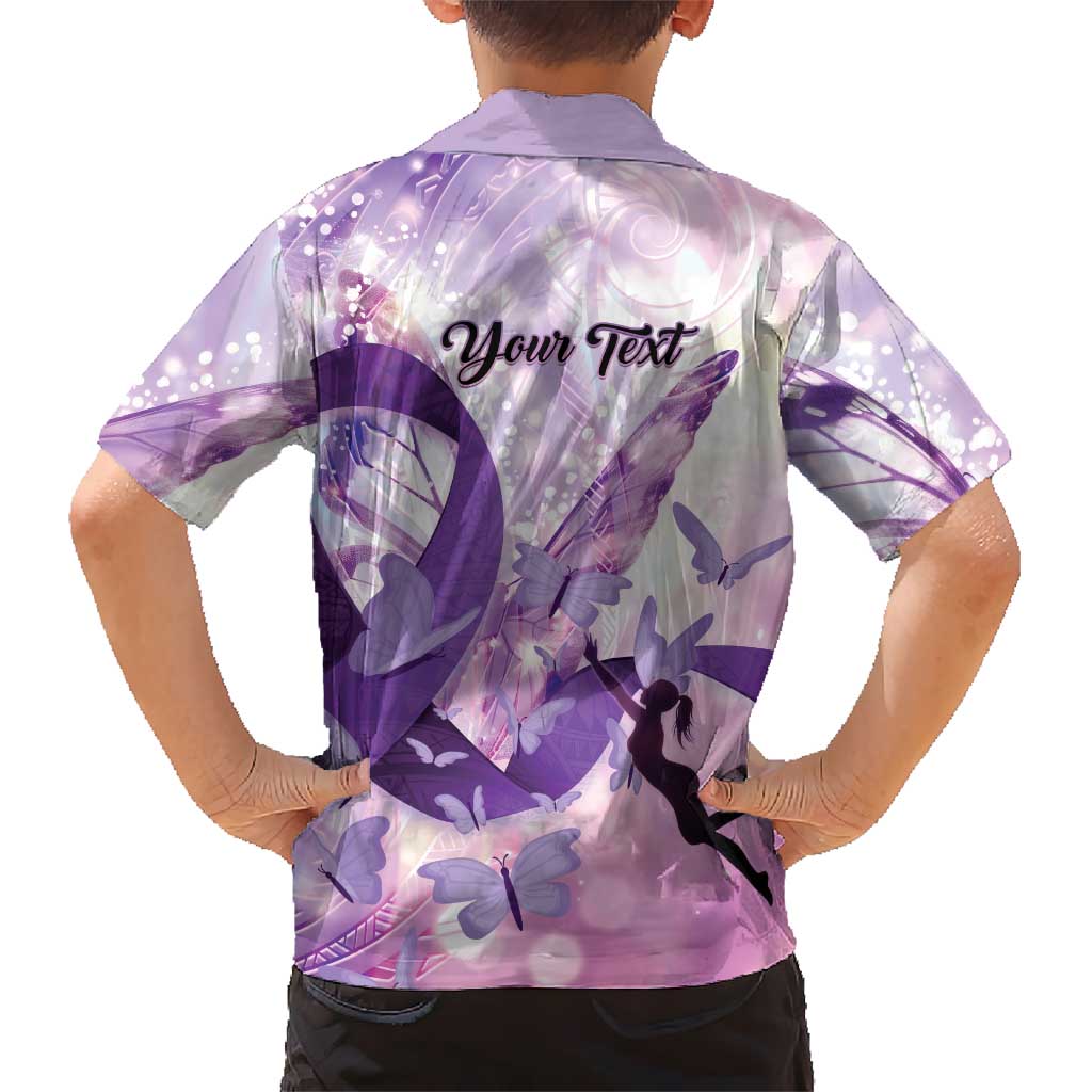 Personalized Polynesian Lupus Awareness Family Matching Off Shoulder Short Dress and Hawaiian Shirt Butterfly Hologram Lupus Warrior LT01 - Polynesian Pride