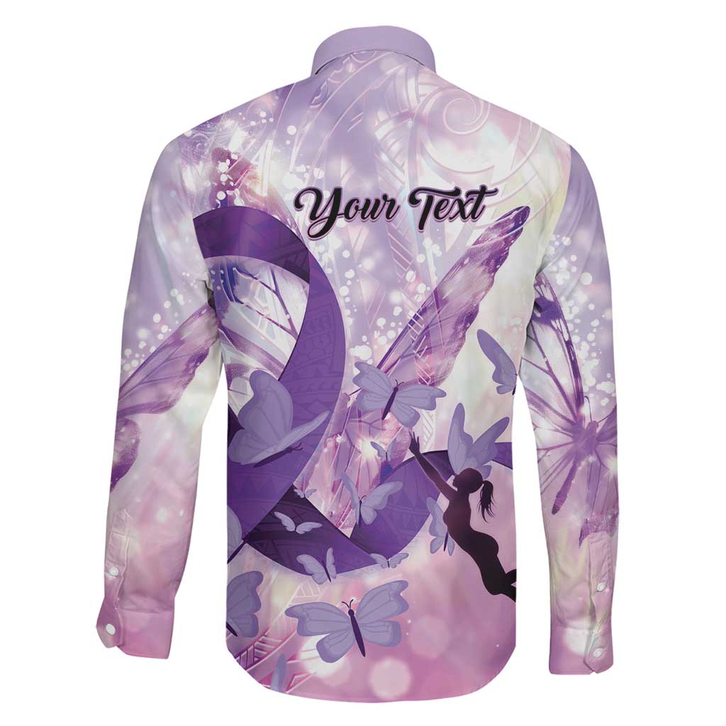 Personalized Polynesian Lupus Awareness Family Matching Off Shoulder Short Dress and Hawaiian Shirt Butterfly Hologram Lupus Warrior LT01 - Polynesian Pride