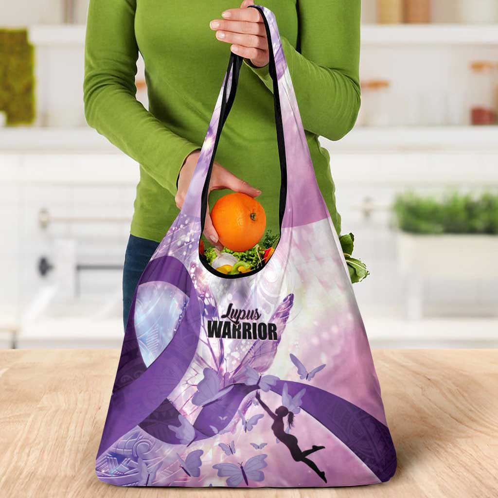 Polynesian Lupus Awareness Grocery Bag Butterfly Hologram Lupus Warrior LT01 - Polynesian Pride
