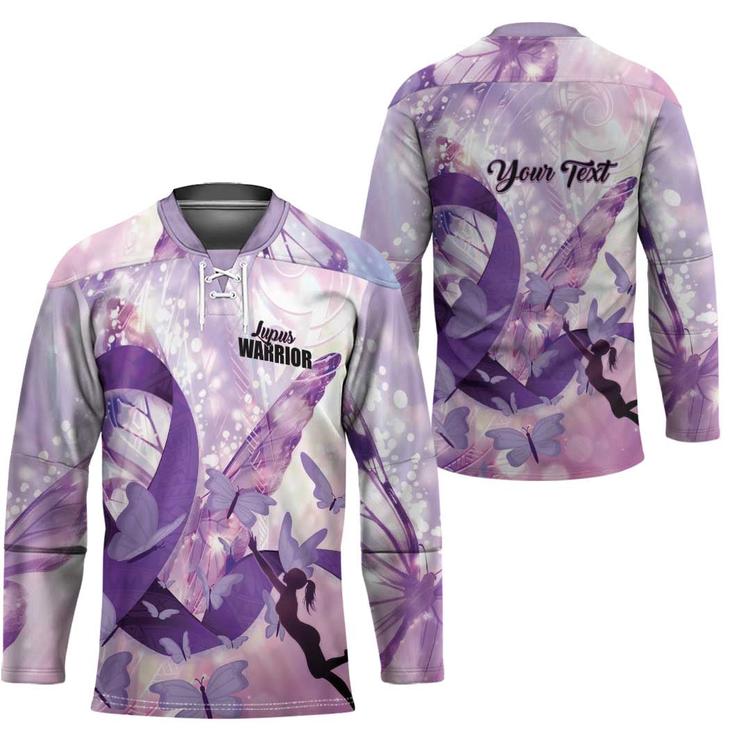 Personalized Polynesian Lupus Awareness Hockey Jersey Butterfly Hologram Lupus Warrior LT01 - Polynesian Pride