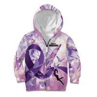Personalized Polynesian Lupus Awareness Kid Hoodie Butterfly Hologram Lupus Warrior LT01 Zip Hoodie Purple - Polynesian Pride