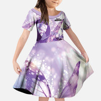 Personalized Polynesian Lupus Awareness Kid Short Sleeve Dress Butterfly Hologram Lupus Warrior LT01 KID Purple - Polynesian Pride