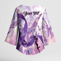 Personalized Polynesian Lupus Awareness Kimono Sleeve Blouse Butterfly Hologram Lupus Warrior LT01 - Polynesian Pride