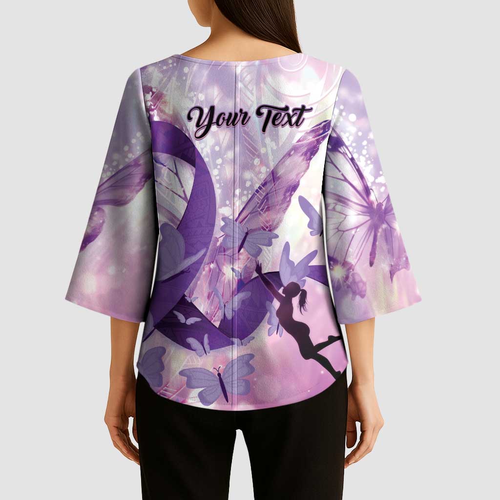 Personalized Polynesian Lupus Awareness Kimono Sleeve Blouse Butterfly Hologram Lupus Warrior LT01 - Polynesian Pride