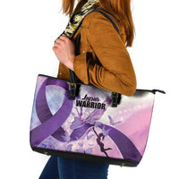 Polynesian Lupus Awareness Leather Tote Bag Butterfly Hologram Lupus Warrior LT01 Purple - Polynesian Pride