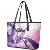 Polynesian Lupus Awareness Leather Tote Bag Butterfly Hologram Lupus Warrior LT01 - Polynesian Pride