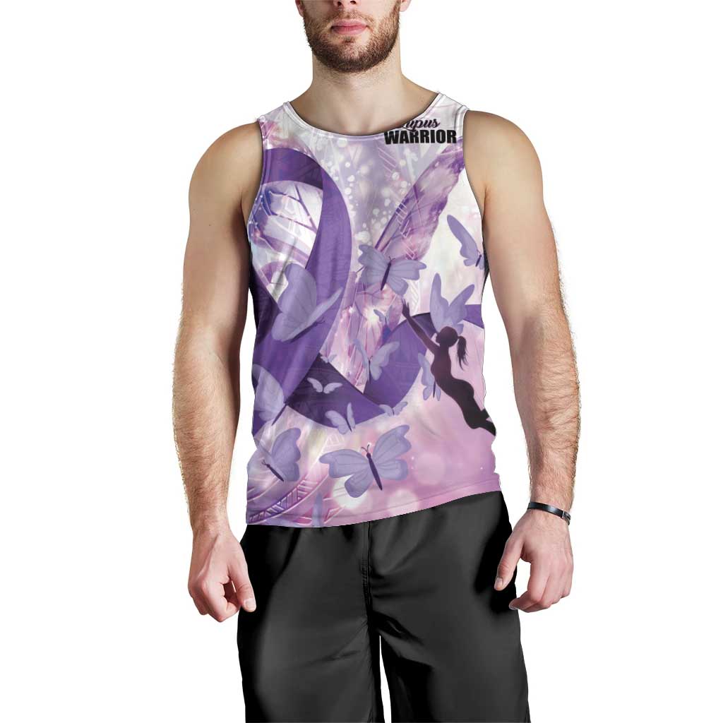Personalized Polynesian Lupus Awareness Men Tank Top Butterfly Hologram Lupus Warrior LT01 - Polynesian Pride