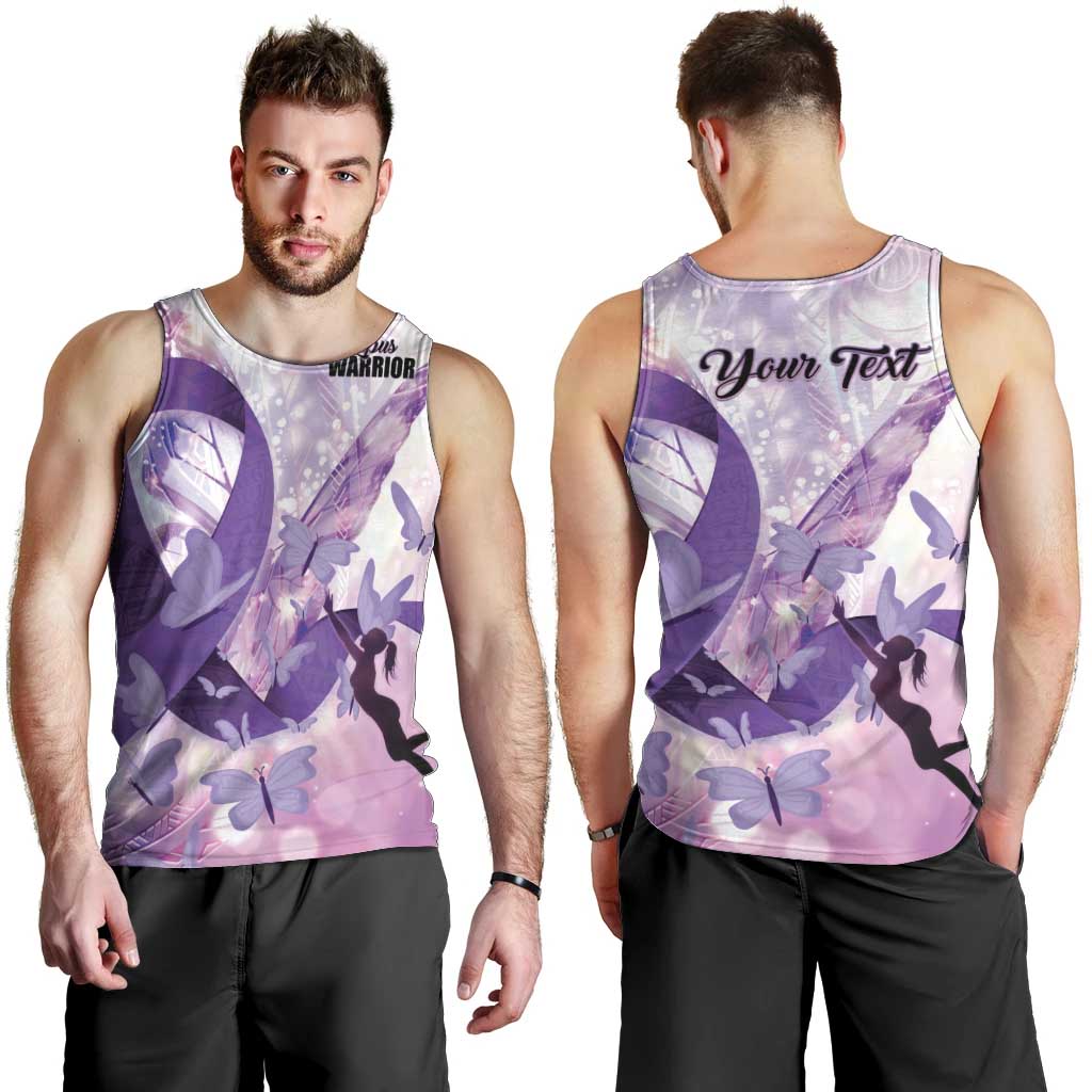 Personalized Polynesian Lupus Awareness Men Tank Top Butterfly Hologram Lupus Warrior LT01 - Polynesian Pride