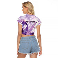 Personalized Polynesian Lupus Awareness Raglan Cropped T Shirt Butterfly Hologram Lupus Warrior LT01 - Polynesian Pride