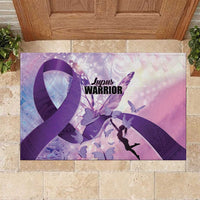 Polynesian Lupus Awareness Rubber Doormat Butterfly Hologram Lupus Warrior LT01 Purple - Polynesian Pride