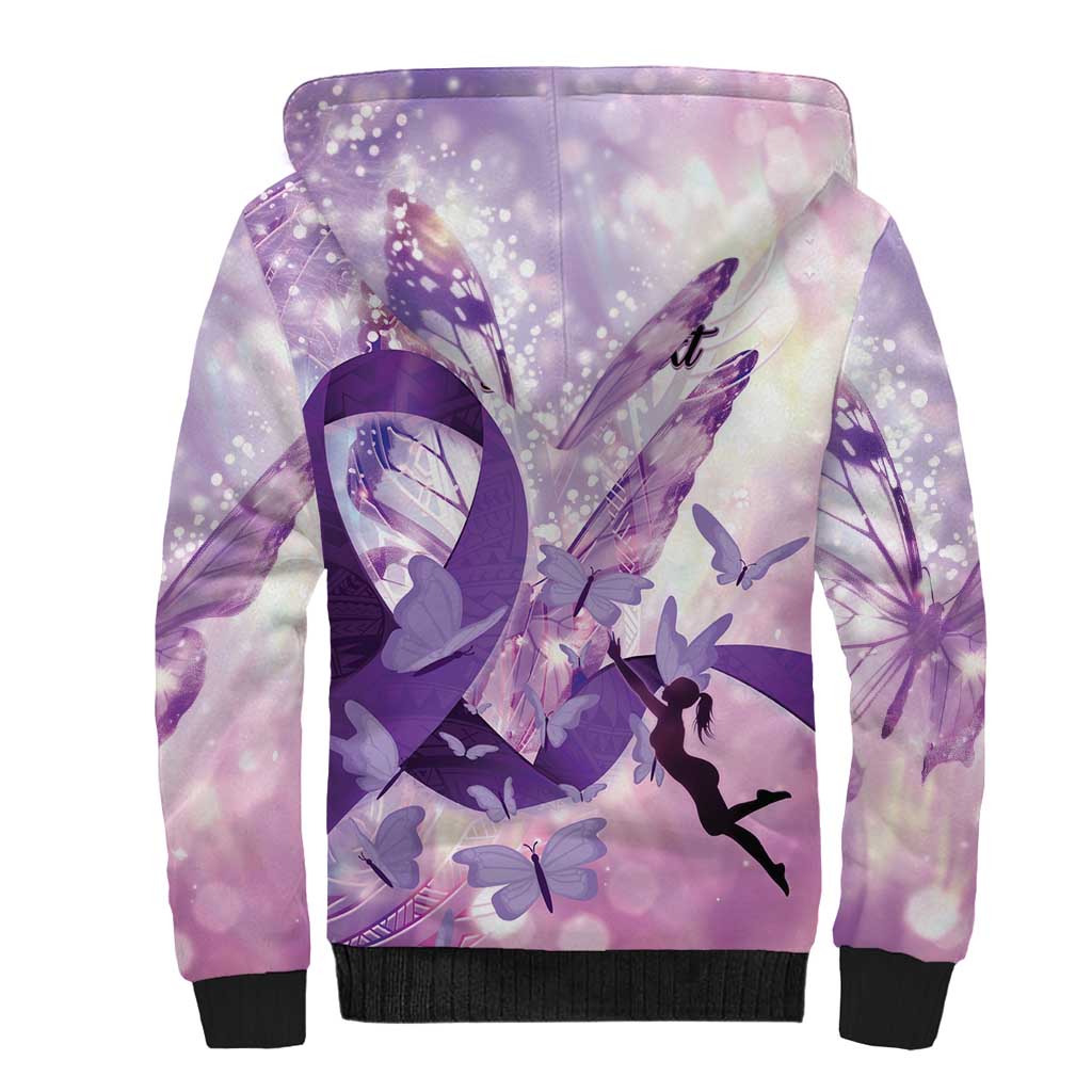 Personalized Polynesian Lupus Awareness Sherpa Hoodie Butterfly Hologram Lupus Warrior LT01 - Polynesian Pride