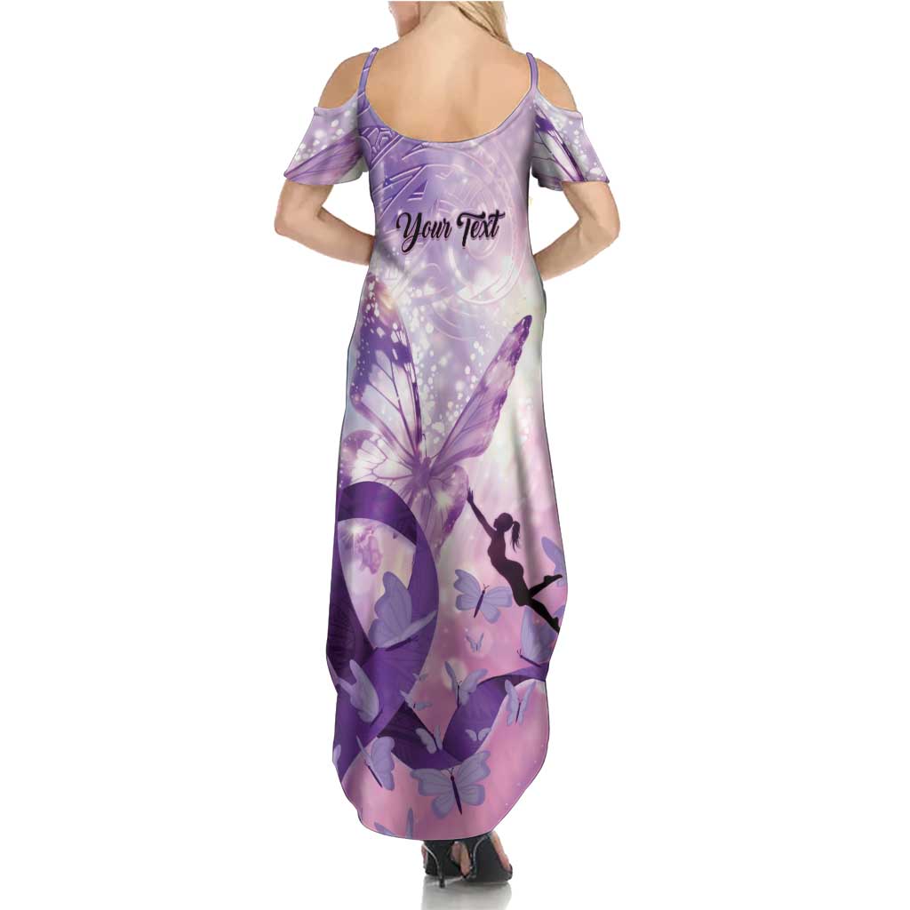 Personalized Polynesian Lupus Awareness Summer Maxi Dress Butterfly Hologram Lupus Warrior LT01 - Polynesian Pride