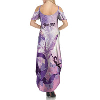 Personalized Polynesian Lupus Awareness Summer Maxi Dress Butterfly Hologram Lupus Warrior LT01 - Polynesian Pride