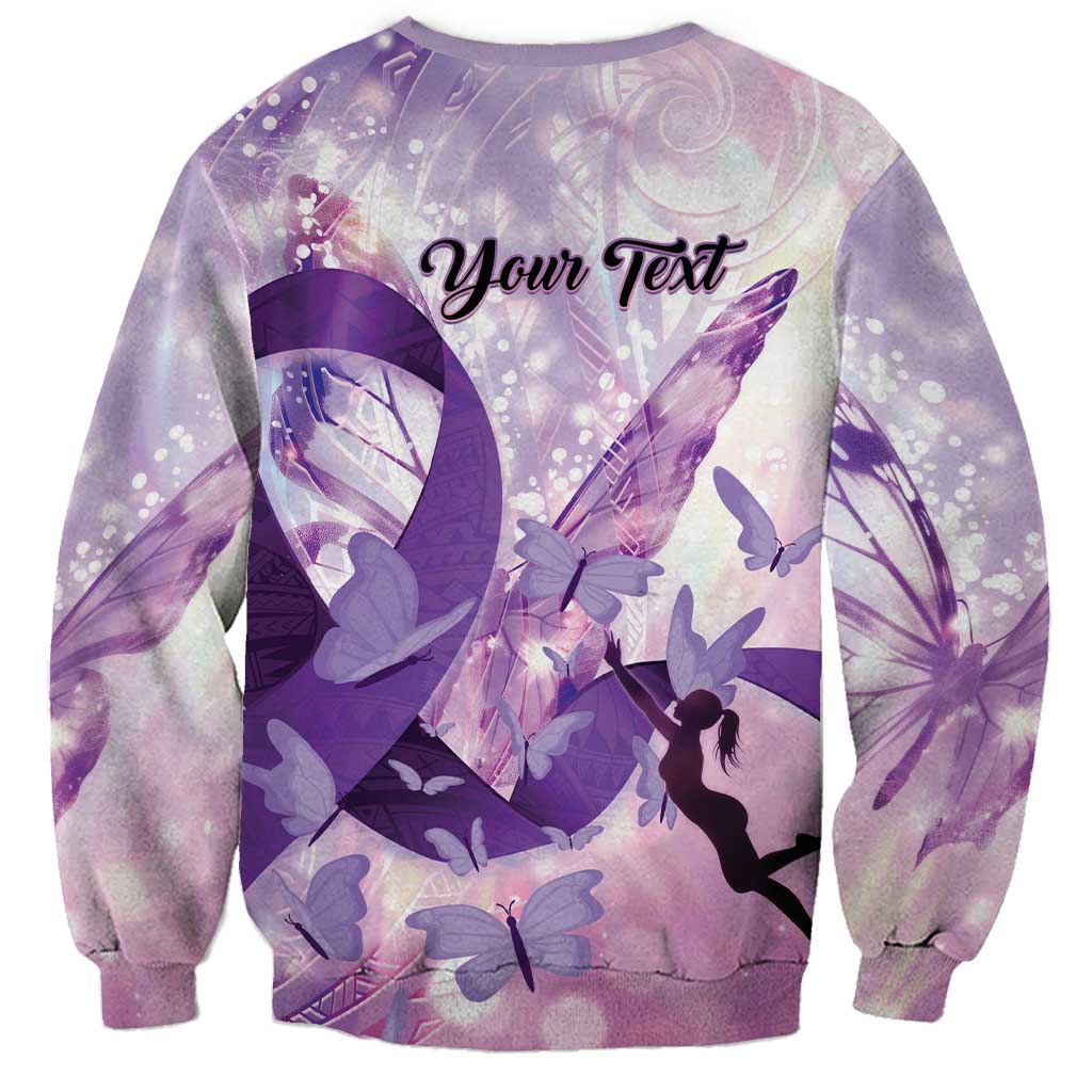 Personalized Polynesian Lupus Awareness Sweatshirt Butterfly Hologram Lupus Warrior LT01 - Polynesian Pride