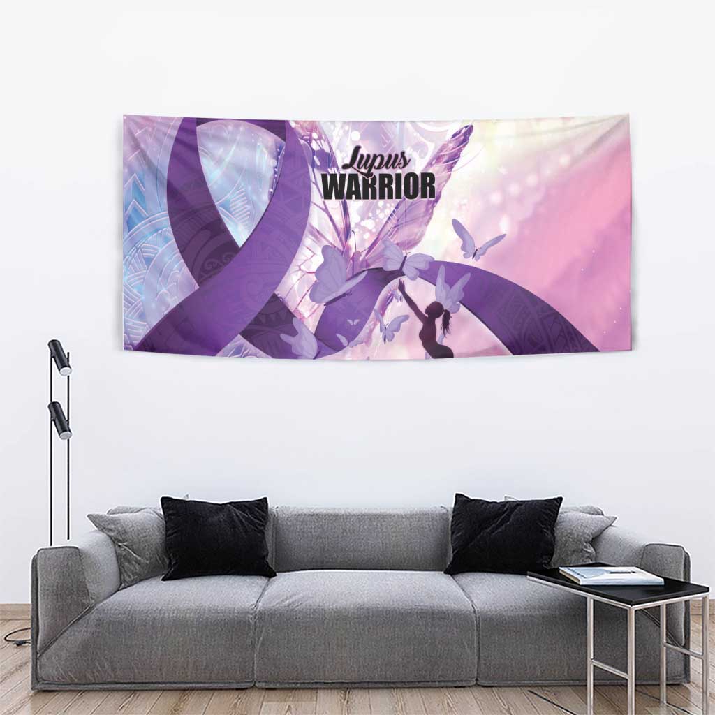 Polynesian Lupus Awareness Tapestry Butterfly Hologram Lupus Warrior LT01 - Polynesian Pride