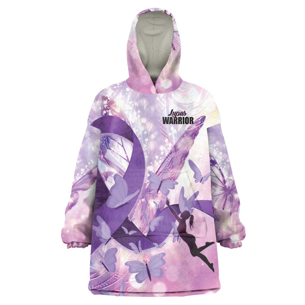 Personalized Polynesian Lupus Awareness Wearable Blanket Hoodie Butterfly Hologram Lupus Warrior LT01 One Size Purple - Polynesian Pride
