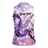 Personalized Polynesian Lupus Awareness Women Sleeveless Polo Shirt Butterfly Hologram Lupus Warrior LT01 - Polynesian Pride
