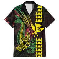 Hawaii Kakau Hammerhead Shark Family Matching Tank Maxi Dress and Hawaiian Shirt Neon Plumeria Pattern