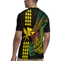 Hawaii Kakau Hammerhead Shark Rugby Jersey Neon Plumeria Pattern