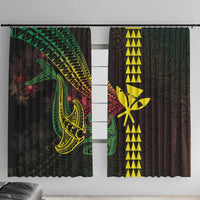 Hawaii Kakau Hammerhead Shark Window Curtain Neon Plumeria Pattern