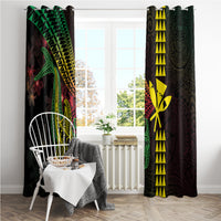 Hawaii Kakau Hammerhead Shark Window Curtain Neon Plumeria Pattern