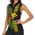 Hawaii Kakau Hammerhead Shark Women Sleeveless Polo Shirt Neon Plumeria Pattern