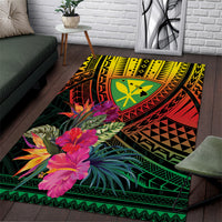 Hawaii Kanaka Maoli Flag Day Area Rug Tropical Flowers