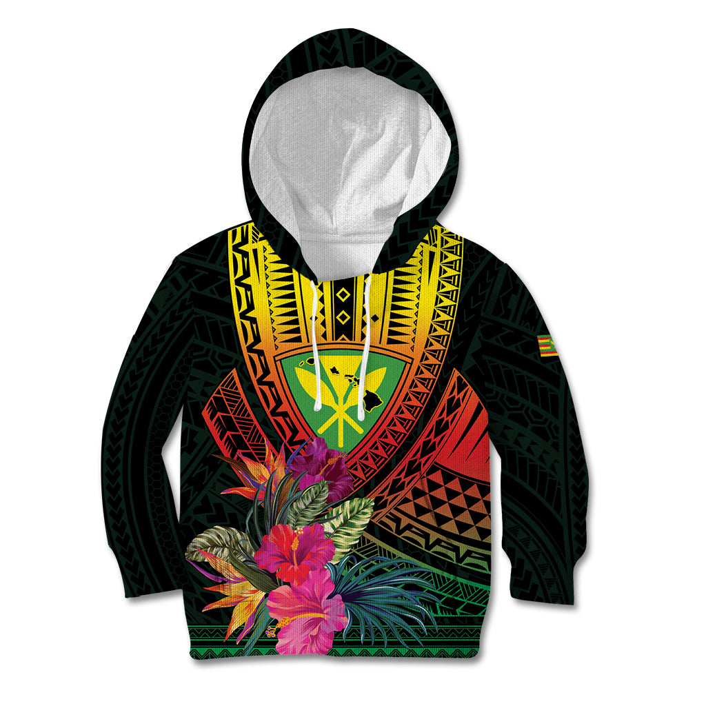 Hawaii Kanaka Maoli Flag Day Kid Hoodie Tropical Flowers