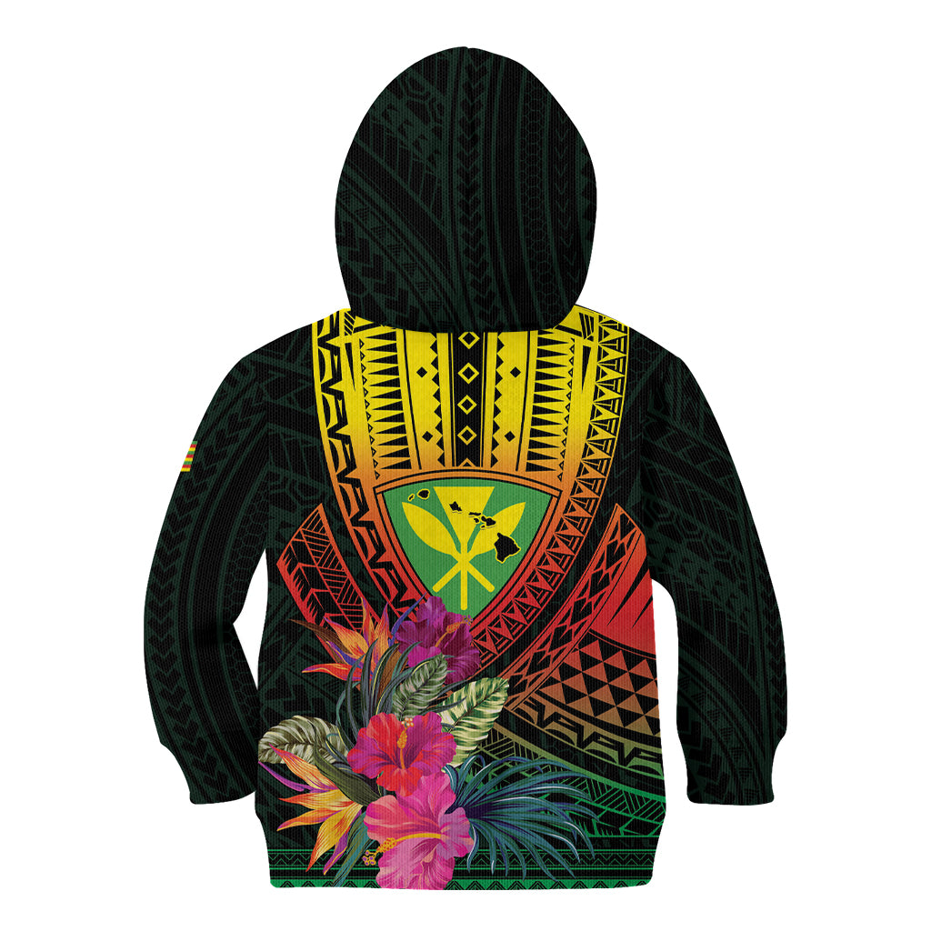 Hawaii Kanaka Maoli Flag Day Kid Hoodie Tropical Flowers