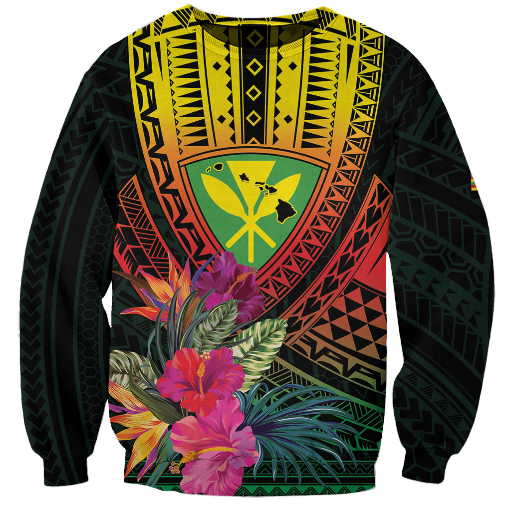 Hawaii Kanaka Maoli Flag Day Sweatshirt Tropical Flowers
