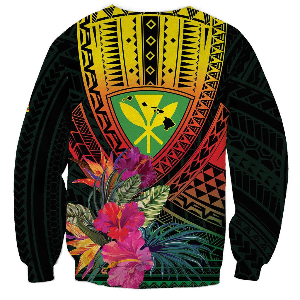 Hawaii Kanaka Maoli Flag Day Sweatshirt Tropical Flowers