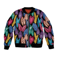 Hawaii Colorful Tropical Leaves Bomber Jacket LT01 Unisex Black - Polynesian Pride