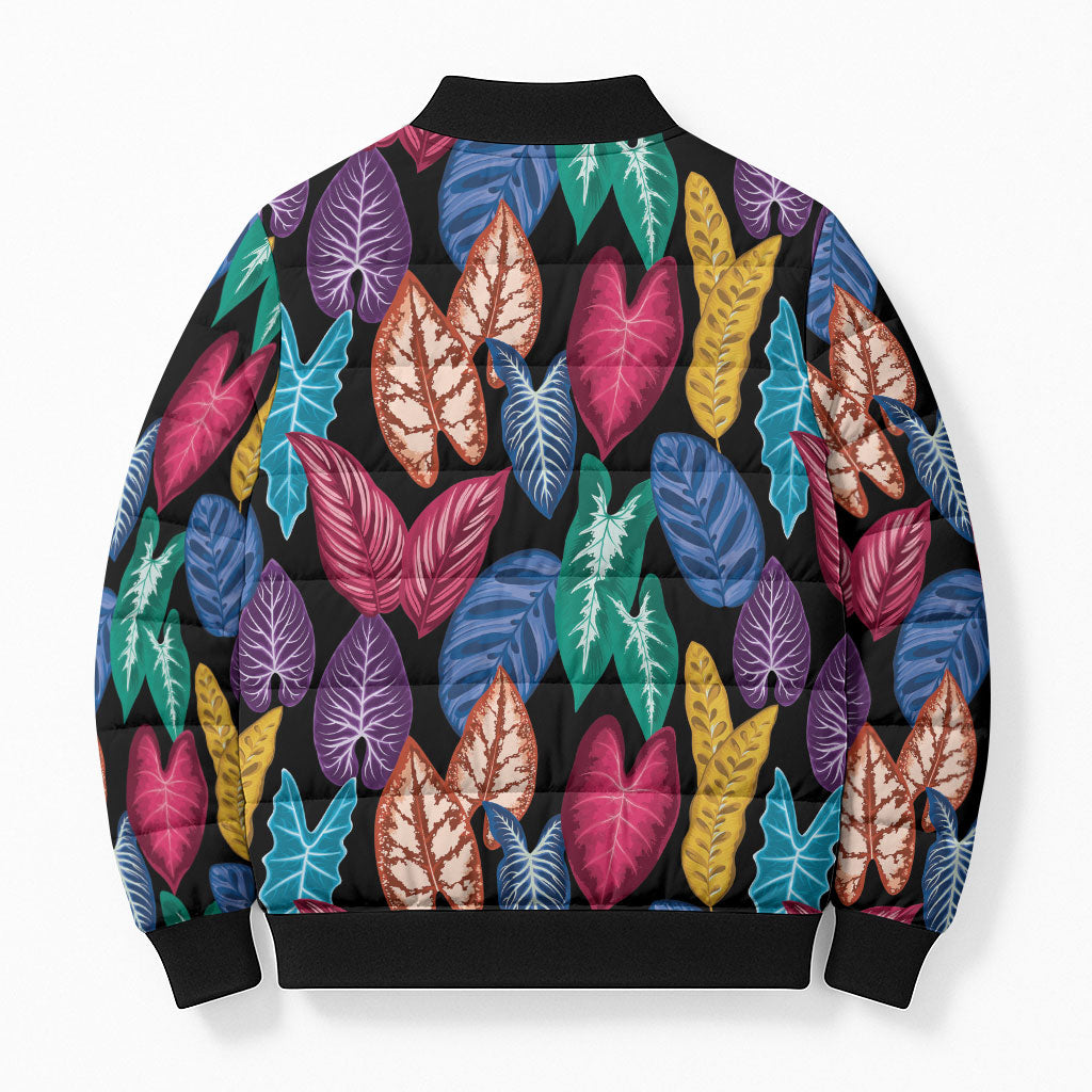 Hawaii Colorful Tropical Leaves Bomber Puffer Jacket LT01 - Polynesian Pride