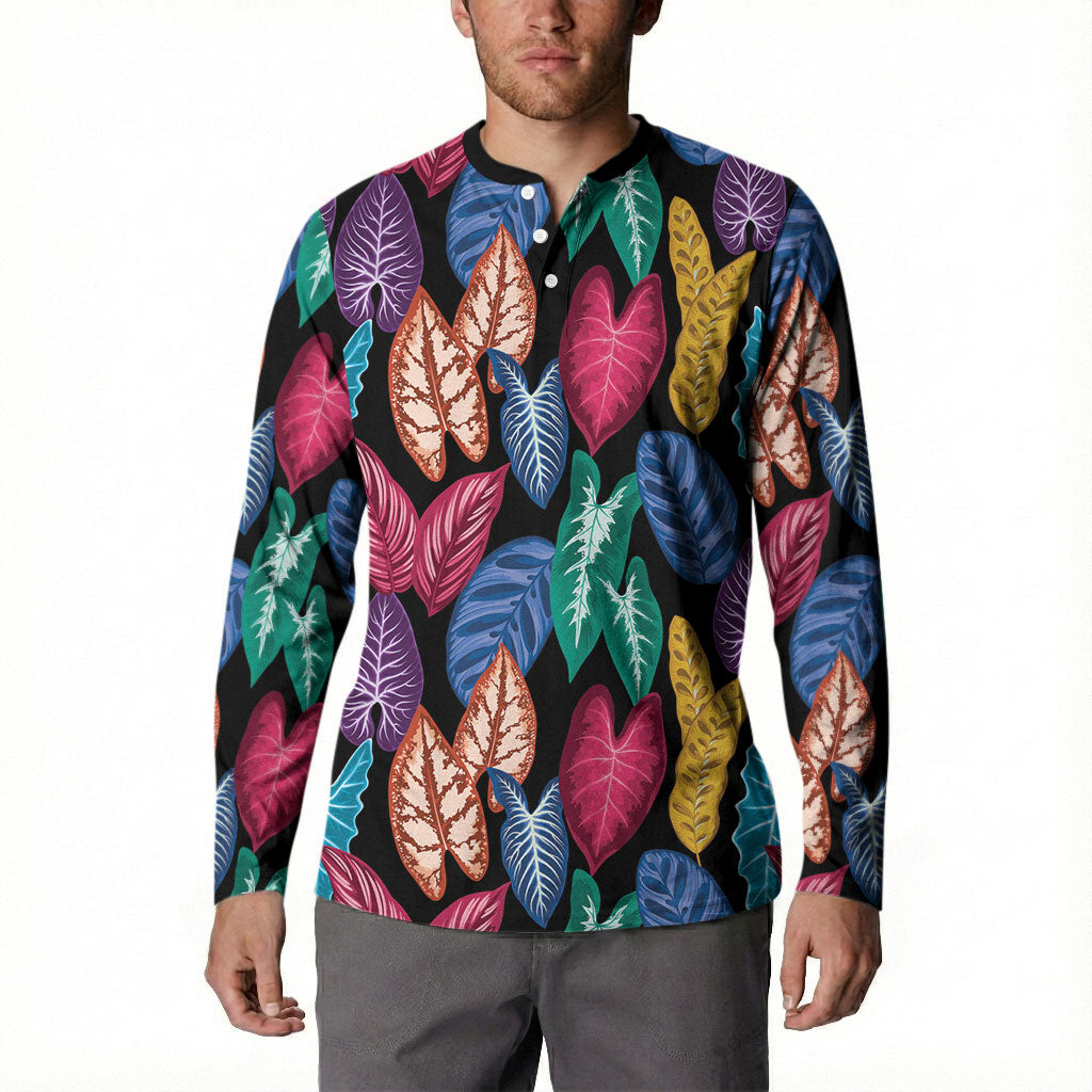 Hawaii Colorful Tropical Leaves Button Sweatshirt LT01 - Polynesian Pride