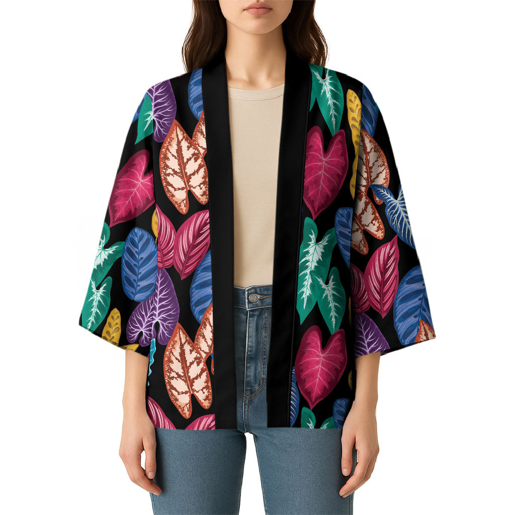 Hawaii Colorful Tropical Leaves Kimono LT01 - Polynesian Pride