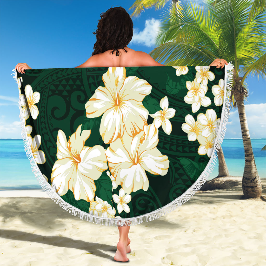 Hawaii Hibiscus Plumeria Green Beach Blanket Polynesian Pattern LT01 - Polynesian Pride