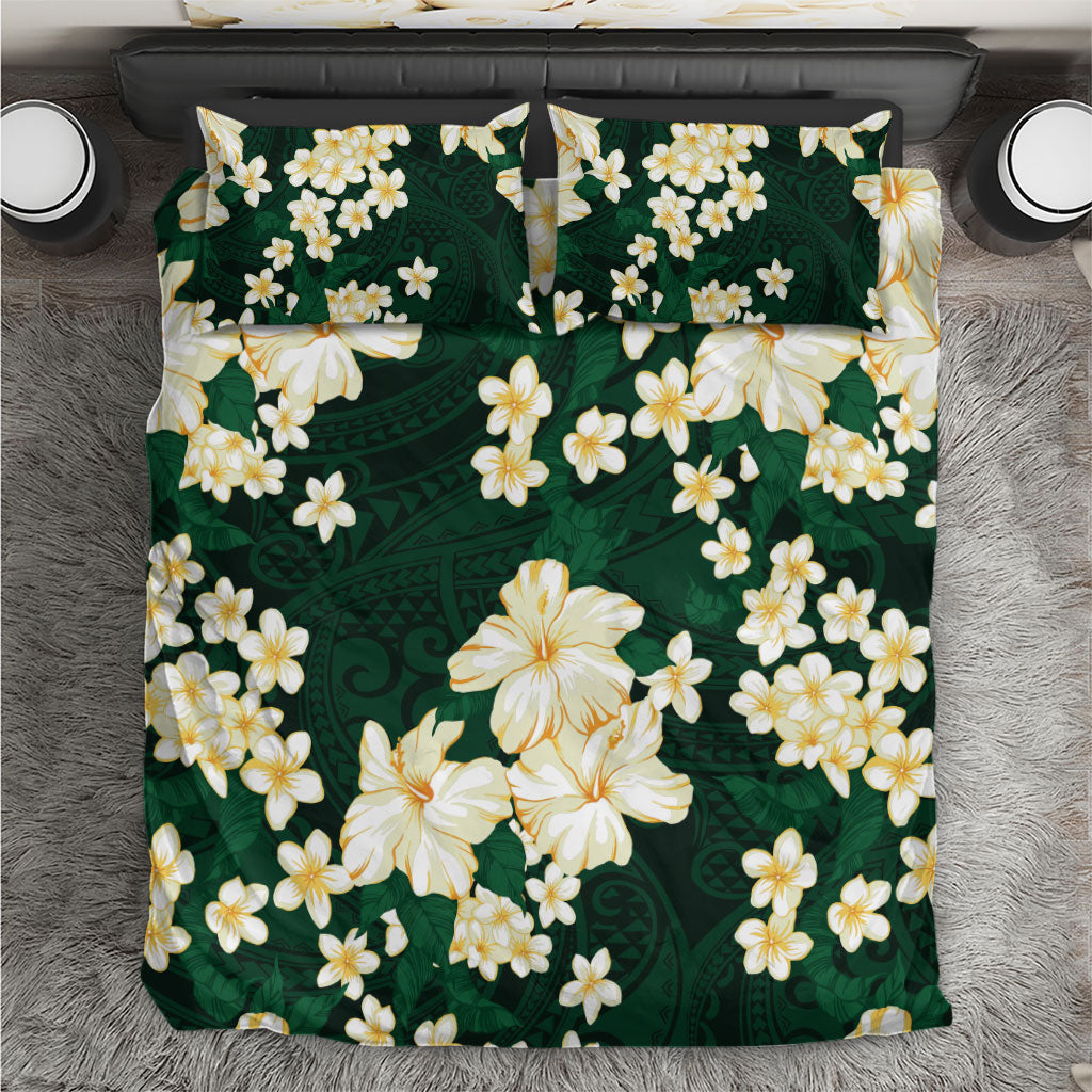 Hawaii Hibiscus Plumeria Green Bedding Set Polynesian Pattern LT01 Green - Polynesian Pride