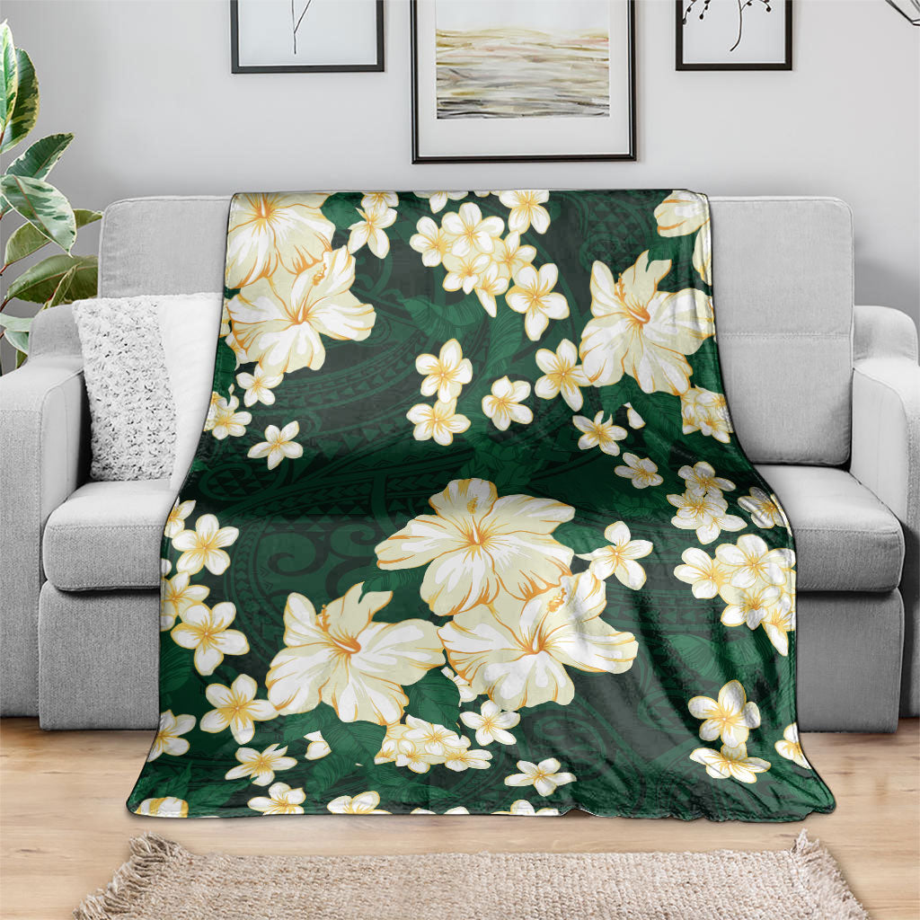 Hawaii Hibiscus Plumeria Green Blanket Polynesian Pattern LT01 - Polynesian Pride