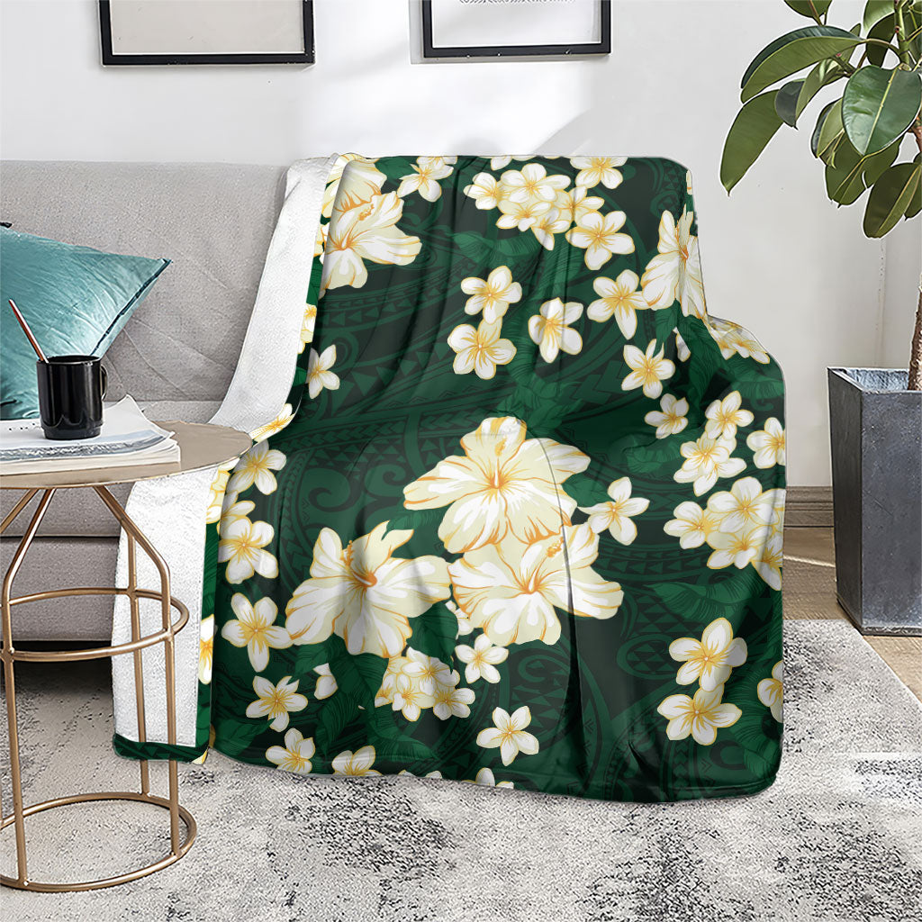 Hawaii Hibiscus Plumeria Green Blanket Polynesian Pattern LT01 - Polynesian Pride