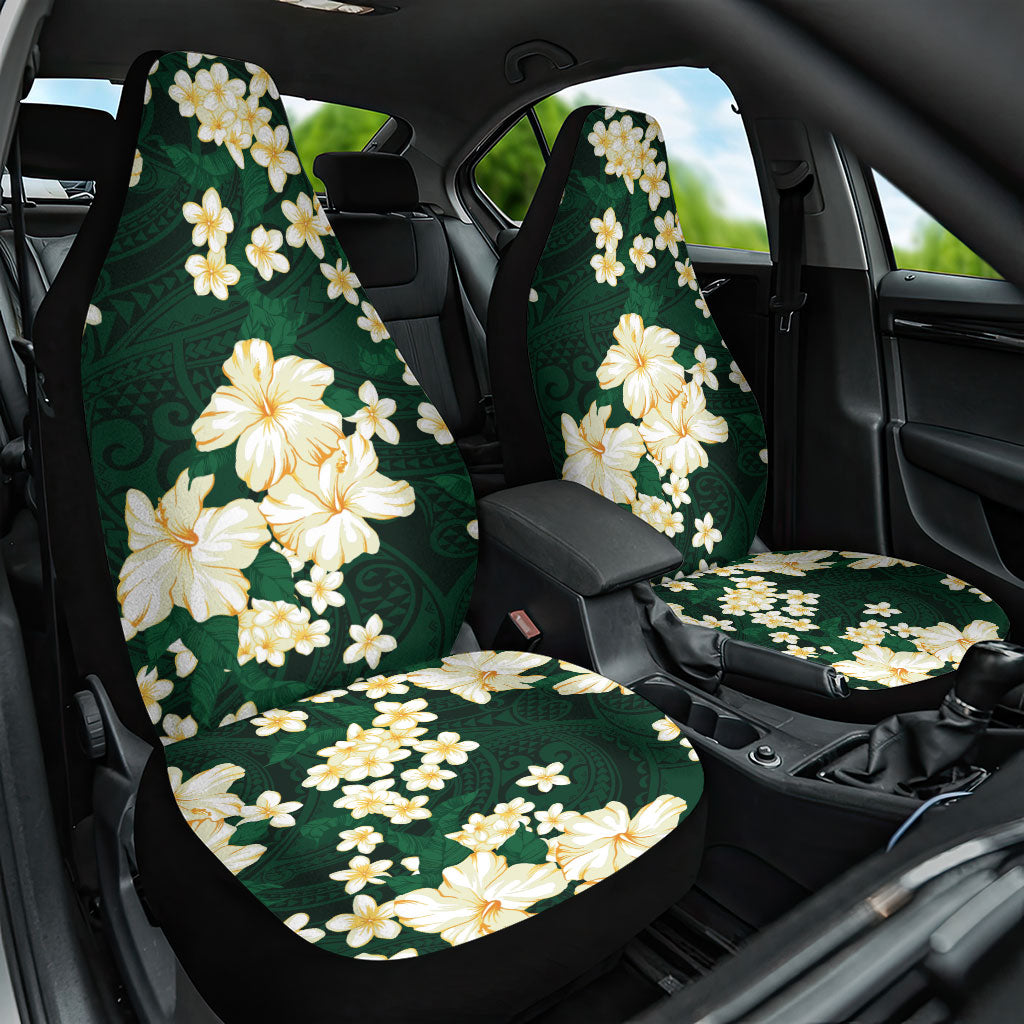 Hawaii Hibiscus Plumeria Green Car Seat Cover Polynesian Pattern LT01 One Size Green - Polynesian Pride