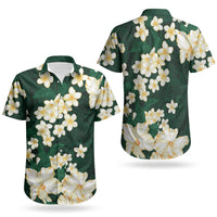 Hawaii Hibiscus Plumeria Green Couples Matching Mermaid Dress and Hawaiian Shirt Polynesian Pattern LT01 - Polynesian Pride